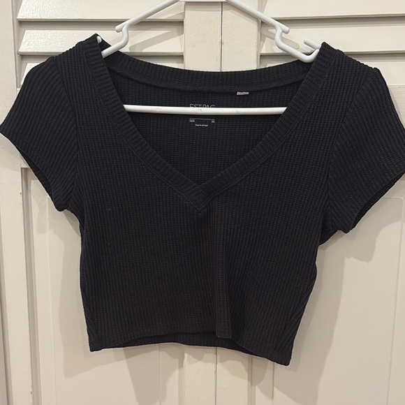 PacSun Tops - Pacsun Black Ribbed V-Neck Crop Top